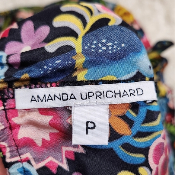 Amanda Uprichard Strapless 100% Silk Dark Floral Mini Dress Sz P XS Made in USA - Picture 3 of 10